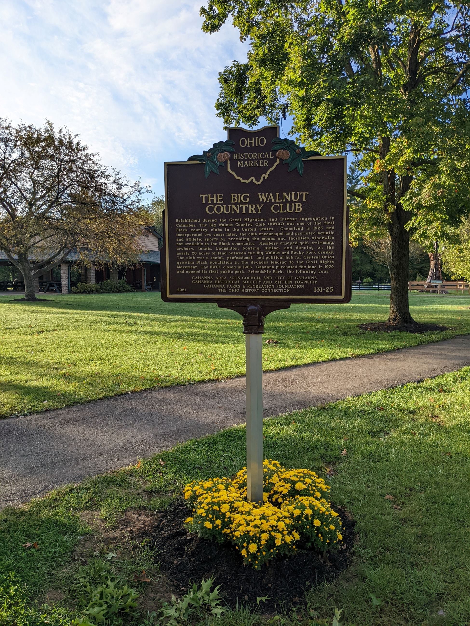 BW Country Club Historical Marker at Friendship Park