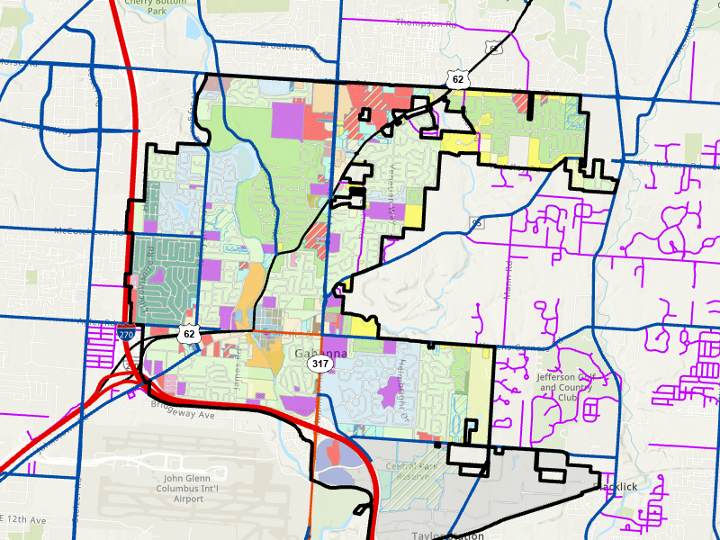 A screenshot of the Gahanna GIS map displaying the location of different zoning designations. Opens in new window