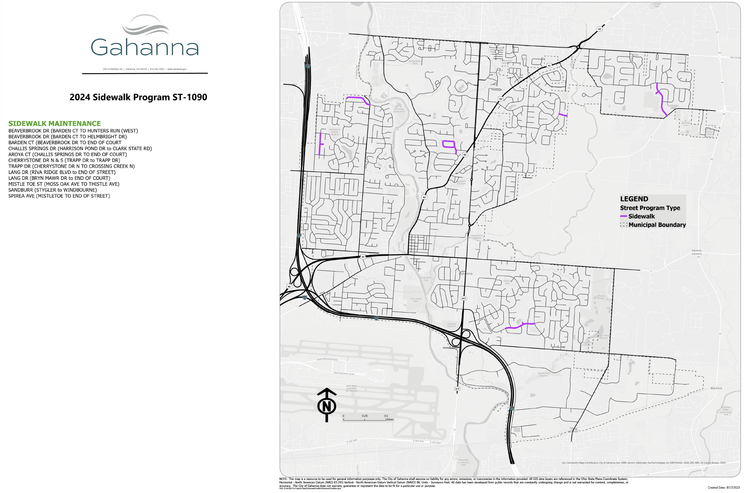 2024 Sidewalk Program area