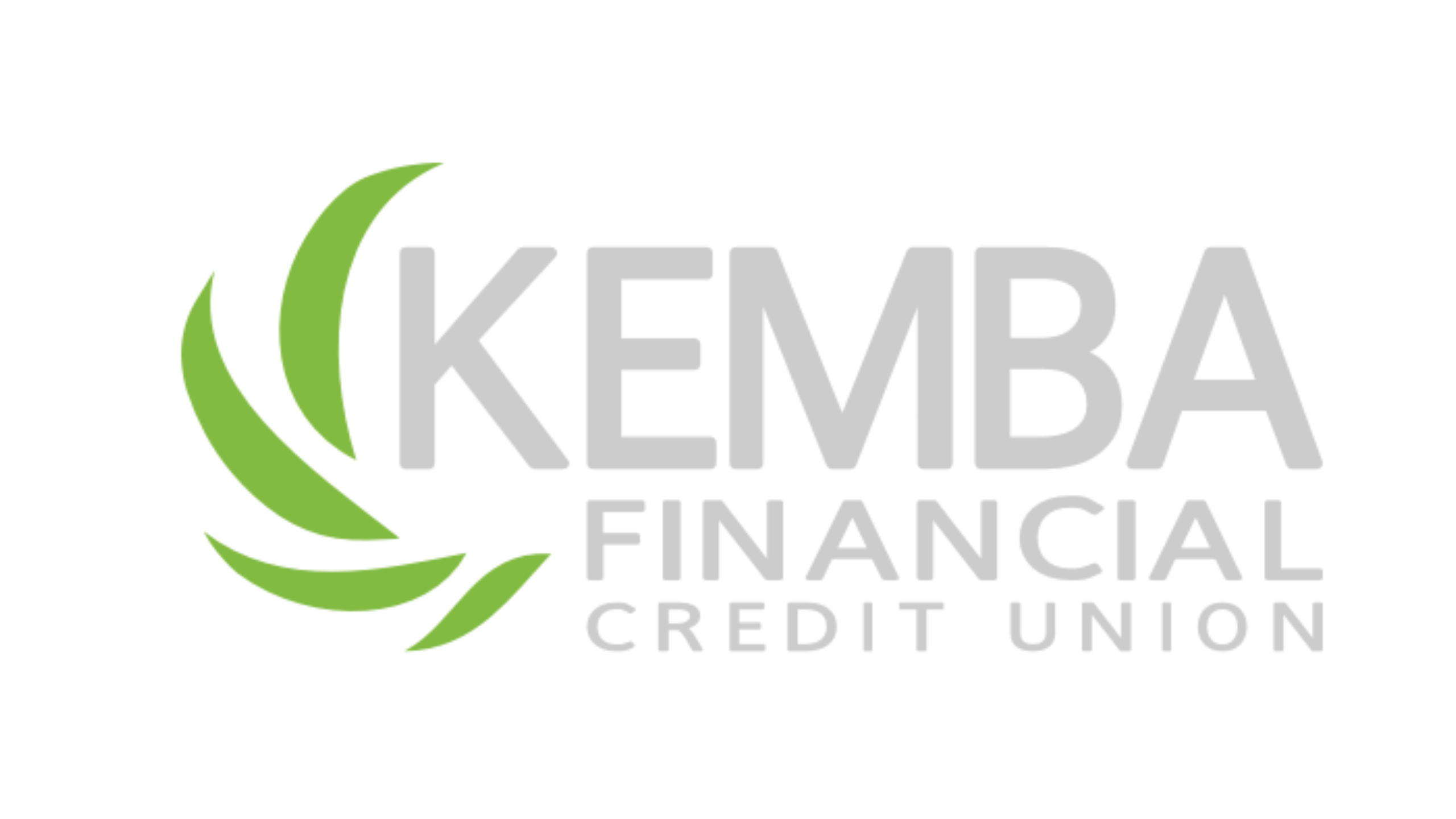 Black Text \"Kemba Financial Credit Union\" with green fan on left side
